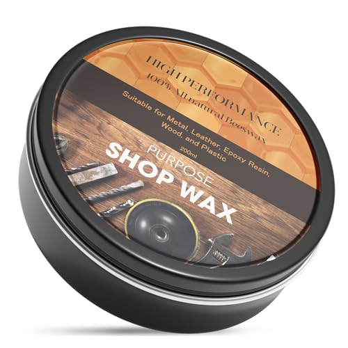 Beeswax Paste Wood Finish & Polish, Shop Wax, All-Natural Metal Finish Paste for Woodworkers, Carnauba Beeswax Wood Polish for Epoxy, Plastic, Metal, Leather, Furniture & Workshop Tools - 7 oz