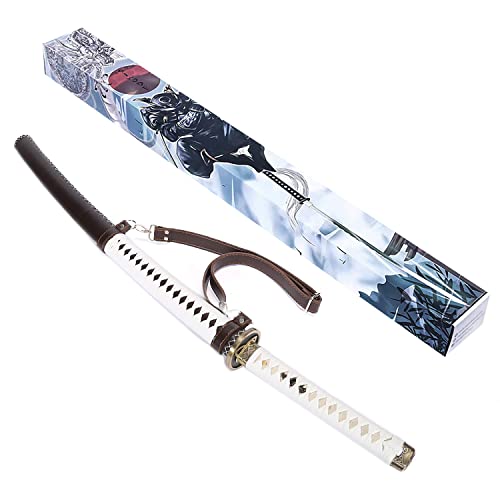 Siwode 40 Inch Hand Forged Authentic The Walking Dead Michonne's Katana Sword In T10 Clay Tempered Steel With Brown Pu Leather Strap And Scabbard #TOP5