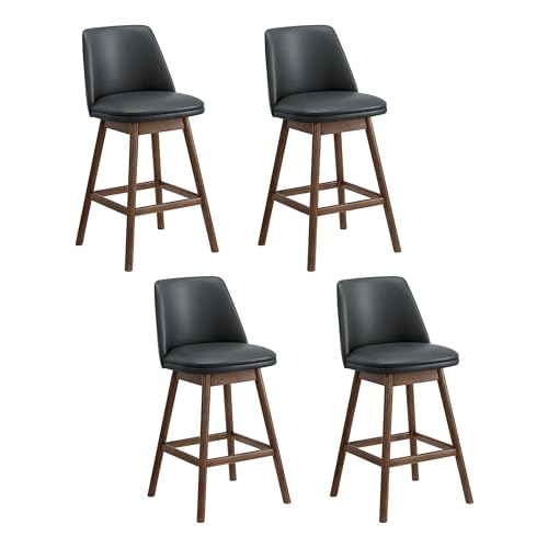 Image of ROME + OAK Rowan 26 inch Swivel Counter Height Stool, Walnut Finish, Set of 4