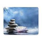 InterestPrint Nature Spa Theme Purity Zen Basalt Stones Sunbeams and Lotus Flowers Rectangle Non Slip Rubber Mousepad, Gaming Mouse Pad Mouse Mat for Office Home Woman Man Employee Boss Work