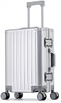 YYW 100% Toutes les valises en aluminium, 20 Sac à bagages de pouce avec TSA Verrouillage, roues silencieuses (argent, 20-Inch)