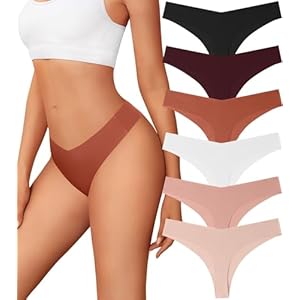 Seamless Thongs For Women No Show Womens Underwear Breathable Panties for Ladies Colorful 6 Pack