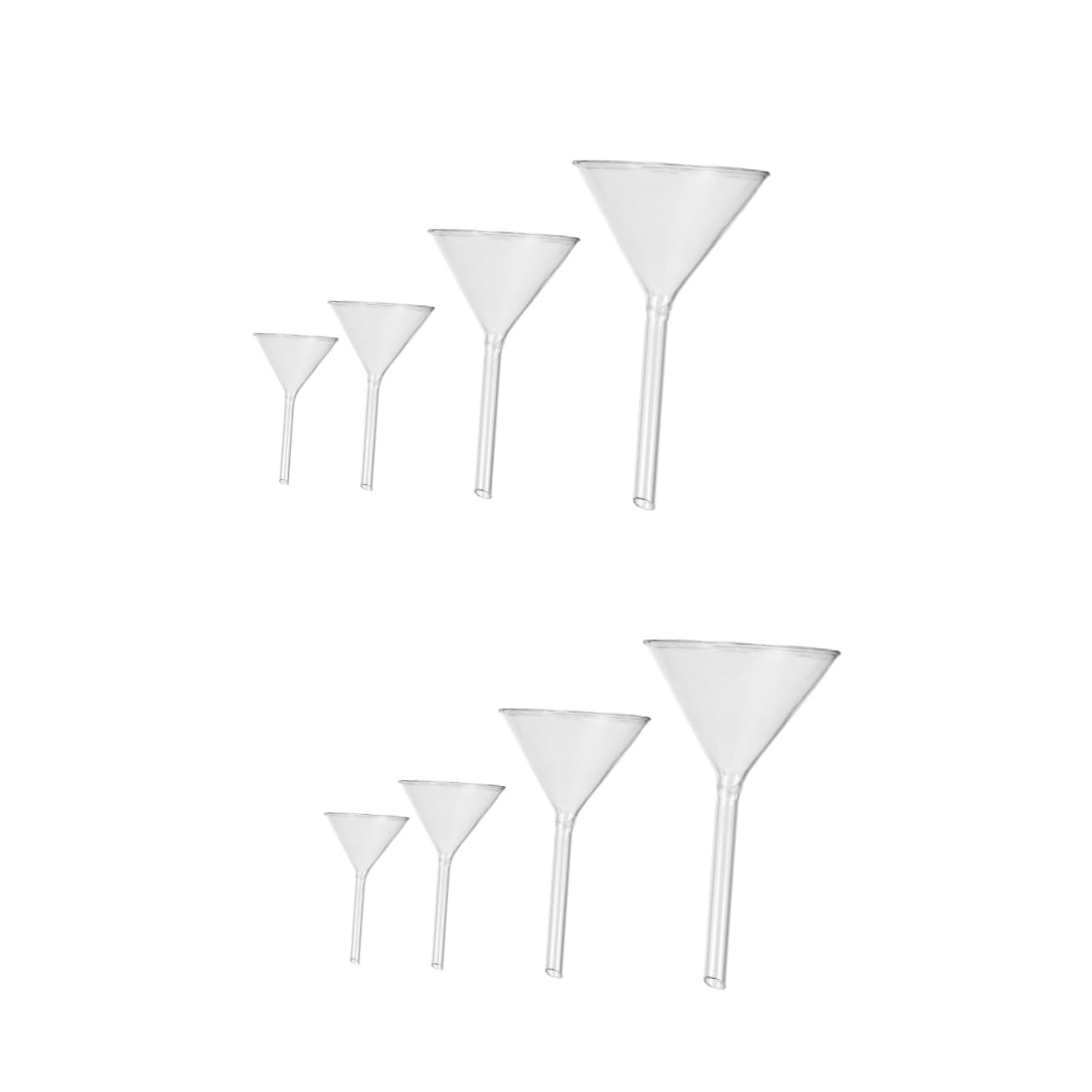 PRETYZOOM 8 Piezas embudo botellas de agua equipo de laboratorio de química líquido experimentos colador material de laboratorio de vidrio herramienta resistente a la temperatura
