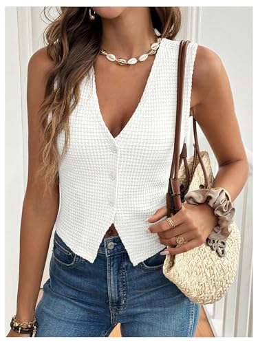 GORGLITTER Women's Sleeveless Cardigan Vest Business Casual Work Blazer Vests Waistcoat Fall Fashion Outfits 20244