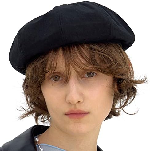 UNDERCONTROL Bio Washed Cotton Classic Castro Octagonal Pattern Adjustable Painter Beret Hat Unisex Hunting Cap Korea (BIO Black)