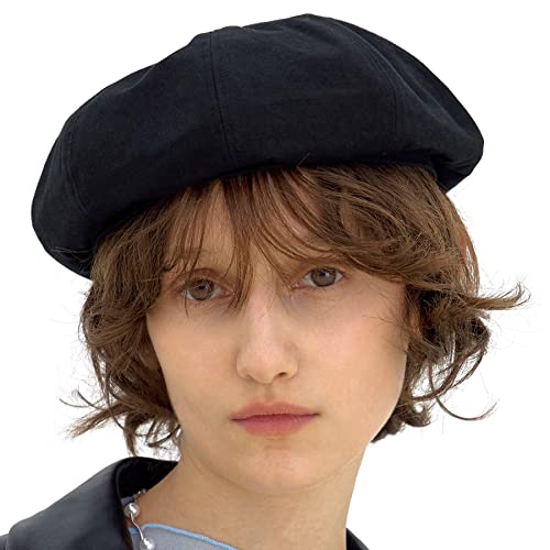 Undercontrol Bio Washed Cotton Classic Castro Octagonal Pattern Adjustable Painter Beret Hat Unisex Hunting Cap Korea (Bio Black) #TOP10