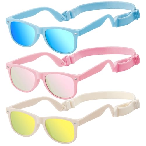 Image of zestero Baby Toddler Polarized Sunglasses with Strap, 3 Pack Infant Sunglasses for Boys & Girls 0-24 Months, UV Protection