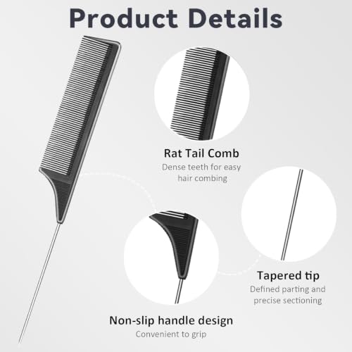 Image of MAYCREATE 5Piece Hair Styling Comb Set for Men and Women with Texture Comb Wide Tooth Combs for Volume Detangling Root Lift and Daily Grooming