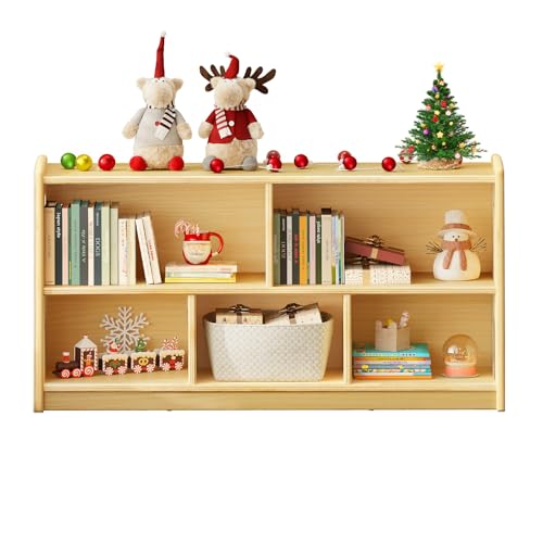 2-Tier Wood Montessori Cabinet for Kids, Toddler Room Book Shelves Toy Organizers and Storage, Small Book Shelf Storage for Baby Children, Furniture of Classroom, Nursery, Playroom