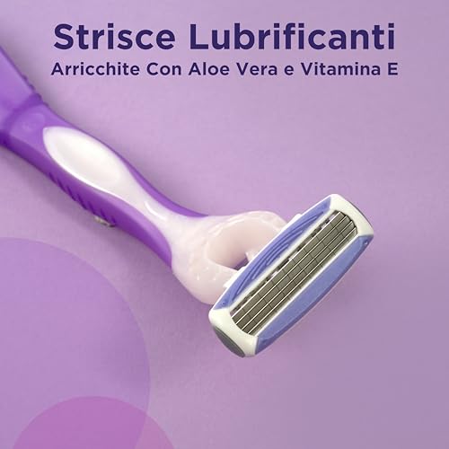 Wilkinson Sword - MyIntuition Quattro Smooth Violet Bloom - Einwegrasierer - 2 Gleitstreifen mit Aloe Vera und Vitamin E - Packung 3+1 – Ansicht 4