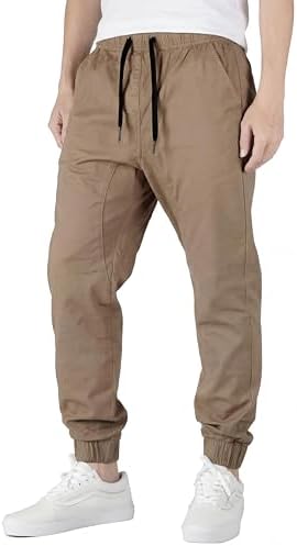 ITALYMORN Mens Cotton Stretch Chino Joggers, Slim Fit Casual Khaki Pants