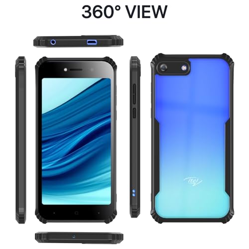 Image of Pikkme itel A25 Back Cover | Crystal Clear Transparent Back | Ultra Hyrbid | Full Camera Protection | Raised Edge | Bumper Back Case (Black)