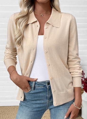 EVALESS Cardigan Sweaters for Women Wool Blend Lightweight Trendy Long Sleeve Lapel Collar Button Down Sweater Cardigans2