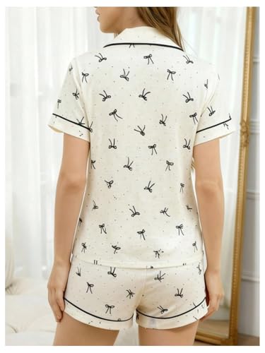 Image of Verdusa Pajamas For Women Set 2 Piece Summer Pajama Sets Cute Pjs Lounge Matching Button Shirt with Shorts
