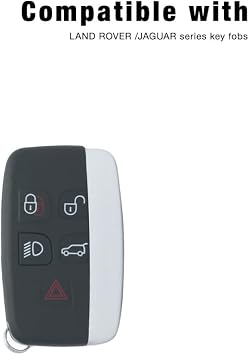 SEGADEN Replacement Key Shell + Uncut Blank Emergency Insert Key Compatible with Land Rover Range Rover Jaguar XF XJ XE F-PACE F-Type 5 Button Smart Keyless Entry Remote Key Case Fob PG705N