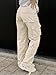 SDNGED Women's High Waisted Cargo Pants Travel Y2K Streetwear Baggy Stretchy Pants with Pockets Drawstring Ankle Cuffs Apricot