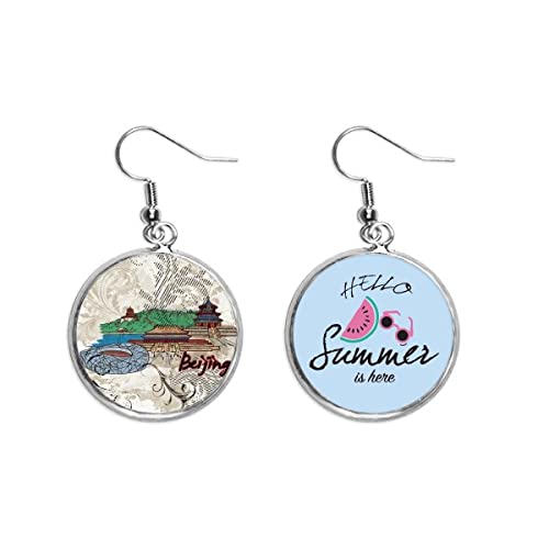 Pendientes de sandía verano elegantes con diseño exclusivo de Tian An Men Bird Nest