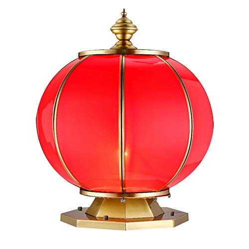 Tscenror HO Column Light Outdoor Waterproof Column Column Lamp Copper And Glass Garden Lighting Street Light Courtyard Lamp (Color : Red, Size : XXL)