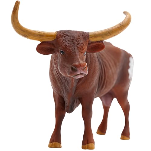 Gemini&Genius Farm Animal Toys, Longhorn Cow Action Figure, Hand Painted, 6 Inches Length, Realistic and Durable Farm Toys for Children Boys and Girls...