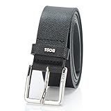 BOSS, Printed Leather Casual Belt, Catfish Black, 40