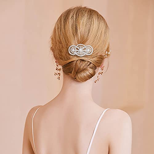 Women's Silver Rhinestone Crystal Vine Bridal Comb, Wedding Or Prom Hair Side Comb Art Deco Accessory For Women, Brides Silver Color #TOP1