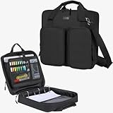 egiant 4 Inch 3 Ring Zipper Binder with Shoulder Strap & Handle & Multi-Pocket - 4' Binder with Zipper for School, Compatible with 13-Inch MacBook/Tablet -Patent Design Black