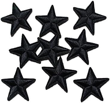 Yalulu 20pcs Black Star Iron-on Patches Sew-On Embroidered Patch Applique for DIY Clothing Crafts Embroidered Patch Badge