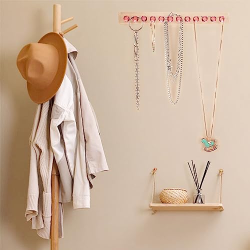 Newellsail Halsketten-Aufhänger Acryl-Halskettenhalter Wandmontage Schmuck-Organizer mit 12 Diamant Form Haken für Halsketten, Armbänder, Ketten, Ohrringe, 2 Stück (Rosa)