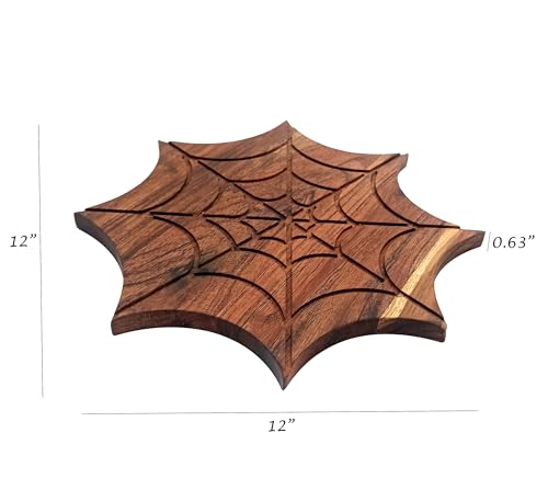 Tabla de cortar de madera en forma de red de araña para Halloween, diseño gótico, tabla para charcutería y servir miniatura 2