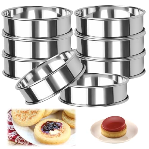 8 Pièces Cercle Patisserie 10,5cm Emporte Piece Rond, Cercle a Patisserie en Acier Inoxydable