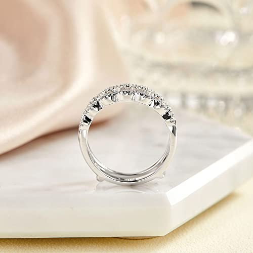 Cubic Zirconia Twisted Wedding Band for Women Guard Ring Enhancers Stackable Engagement Ring White 925 Sterling Silver Size 4-124