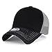 ililily Vintage Distressed Mesh Snapback Blank Trucker Hat Baseball Cap, Black, Medium