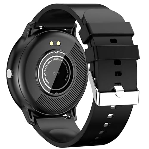 Retoo Smartwatch, inteligentny zegarek 45mm, zegarek na rękę z ekranem dotykowym, pasek sportowy, bransoletka fitness, zegarek czarny 5 tarcz, prezent dla mężczyzn i kobiet, czarny, stal srebrna
