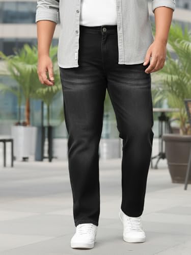 Image of Urbano Plus Men's Mid Rise Regular Fit Washed Jeans Stretchable
