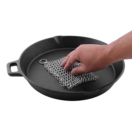 Image of Coghlan's Cast Iron Scrubber - 5 in. Stainless Steel Chainmail Cleaner - Durable, Rust-Resistant & Dishwasher Safe - Cleans Skillets, Griddles & Cast Iron Cookware Without Removing Seasoning