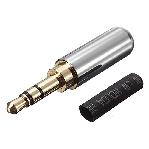 SBRMART 3 Pole Male Headphone Jack Plug Metal Audio +Heat Shrinkable Tube Silver Amazon.in