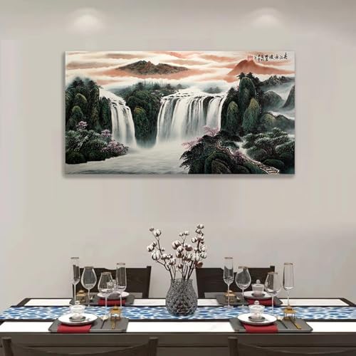 Tableau chinois moderne avec impression haute definition de cascade 20x40 - 2