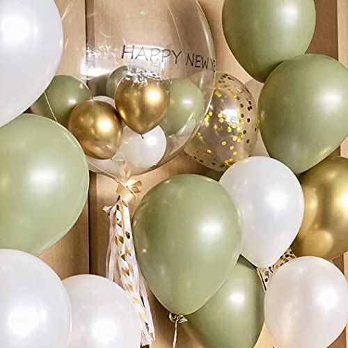 62Pcs Sage Green Balloons Kit Eucalyptus Pearl White Gold Confetti Balloon Wedding Decorations Baby Shower Decoration Birthday Party Decorations Children's Forest Party with 2 Ribbons(12inch)… 62Pcs Sage Green Balloons Kit Eucalyptus Pearl White Gold Confetti Balloon Wedding Decorations Baby Shower Decoration Birthday Party Decorations Children's Forest Party with 2 Ribbons(12inch)…