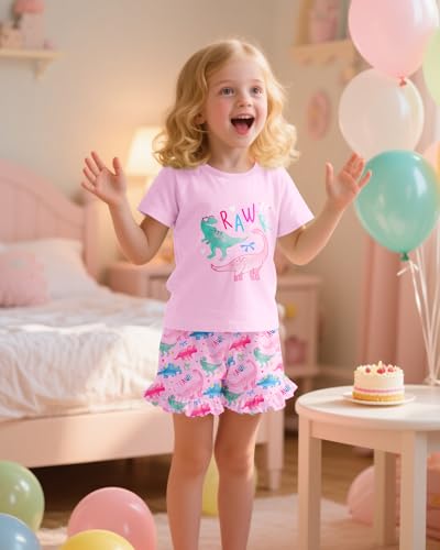 Sylfairy Girls Pajamas Summer Toddler Girl Pajamas Sets Short Sleeve Girls' Cute Sleepwear Pjs Size 3-102
