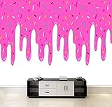 Wallpaper Wall Sticker Pink ice cream melted with colorful cute candy sprinkles long border Self Adhesive Peel and Stick Wallpaper Removable Large Wall Mural Wall Poster Decal Home Decor Living Room