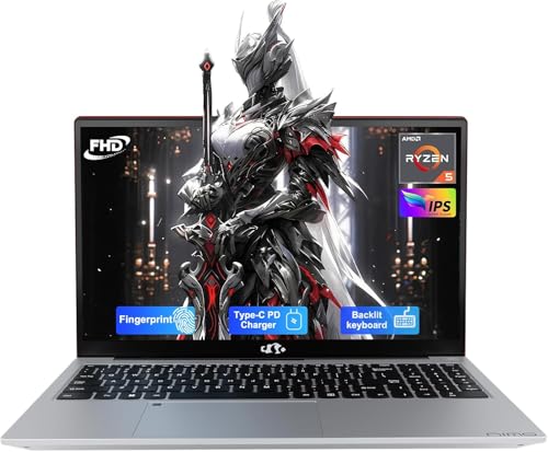 NIMO 15.6'' IPS FHD-Laptop, 8GB RAM 256GB SSD AMD Ryzen 5(Beat i5-1135G7, 4 Cores Up to 3.7GHz) Student Computer with 2 Years Warranty, 65W Type-C, Fingerprint, Backlit Keyboard, 180°Viewing
