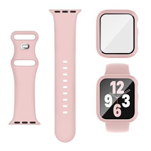 Adorique 3-in-1 Compatible for Apple Watch Band 40mm 41mm 42mm, Soft Silicone Sport Strap for iWatch...