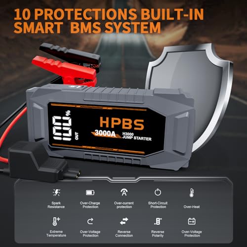 HPBS Jump Starter 3000A Car Jump Starter For Up To 10L