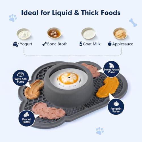 Image of Anti-Slip Slow Feeder Dog Bowl and Lick Mat with Rolling Ball