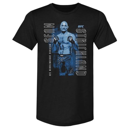 500 LEVEL Sean Strickland UFC Men's Premium T-Shirt - Sean Strickland Vertical Name WHT (Tri Black, Small)