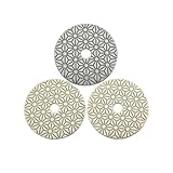 Vasiumic 3-Step Polishing Pads 4 Inch, Wet/Granite Concrete Marble Tool Set, 100mm Grit 1/2/3 Floor Countertop Finishing, 3 Pack
