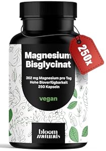 Bloom Naturals Magnesium Bisglycinat 362mg Kapseln 250x