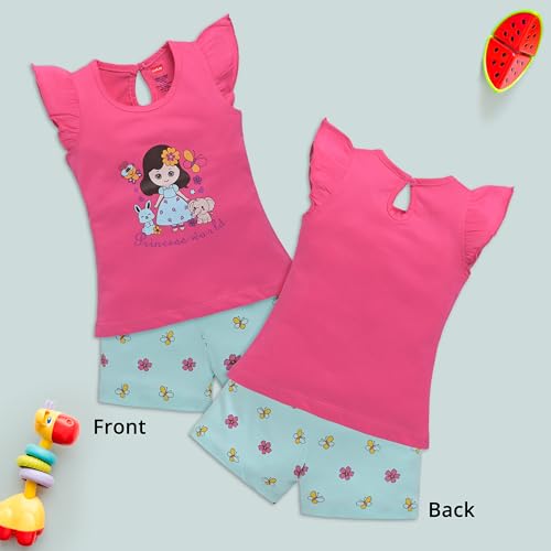 Image of LuvLap Baby Girls Regular Fit 100% Cotton Half Sleeves Girls Top CoSet Pack of 3