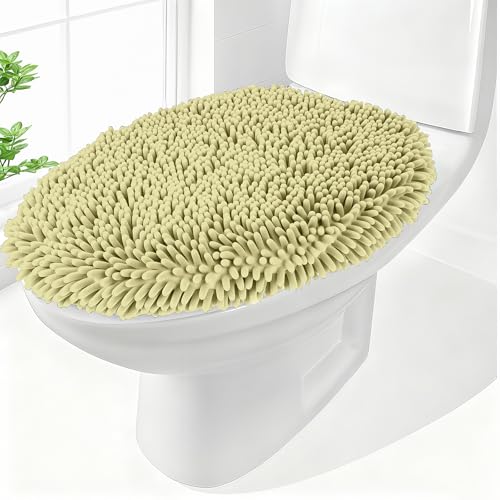 Cover 19.5"x 15" Machine Washable Solid Toilet Lid Cover Adjustable Rubber Backing Fits Only 18-19.5" L X 14-16" W Elongated Toilet Seat