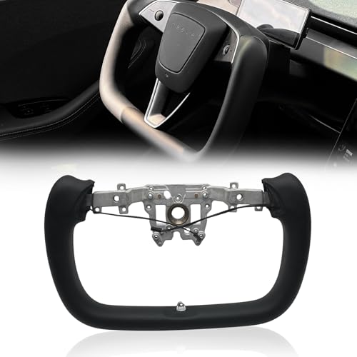 Tesstudio Yoke Steering Wheel for Tesla Model 3 Highland (Nappa Leather, All Black)